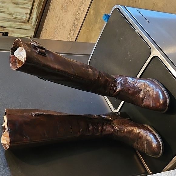 BORN CROWN Brown Distressed Leather Tall Riding Equestrian Boot W22541 SZ 7.5M - Picture 2 of 15